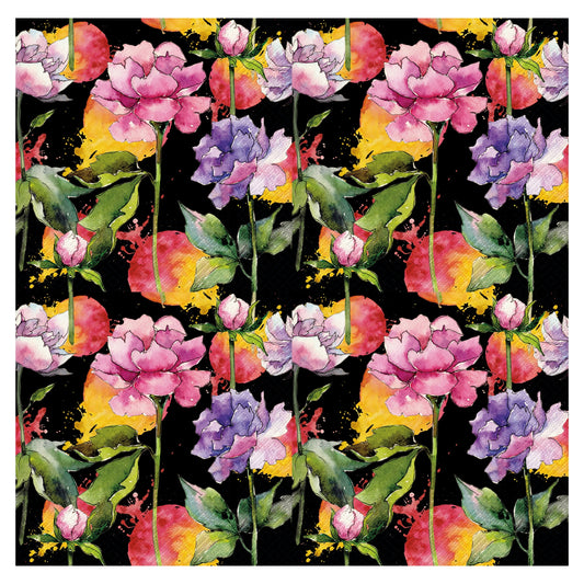 Flowers Napkins Decorative Peony Black Floral Paper Decoupage Napkin #5321