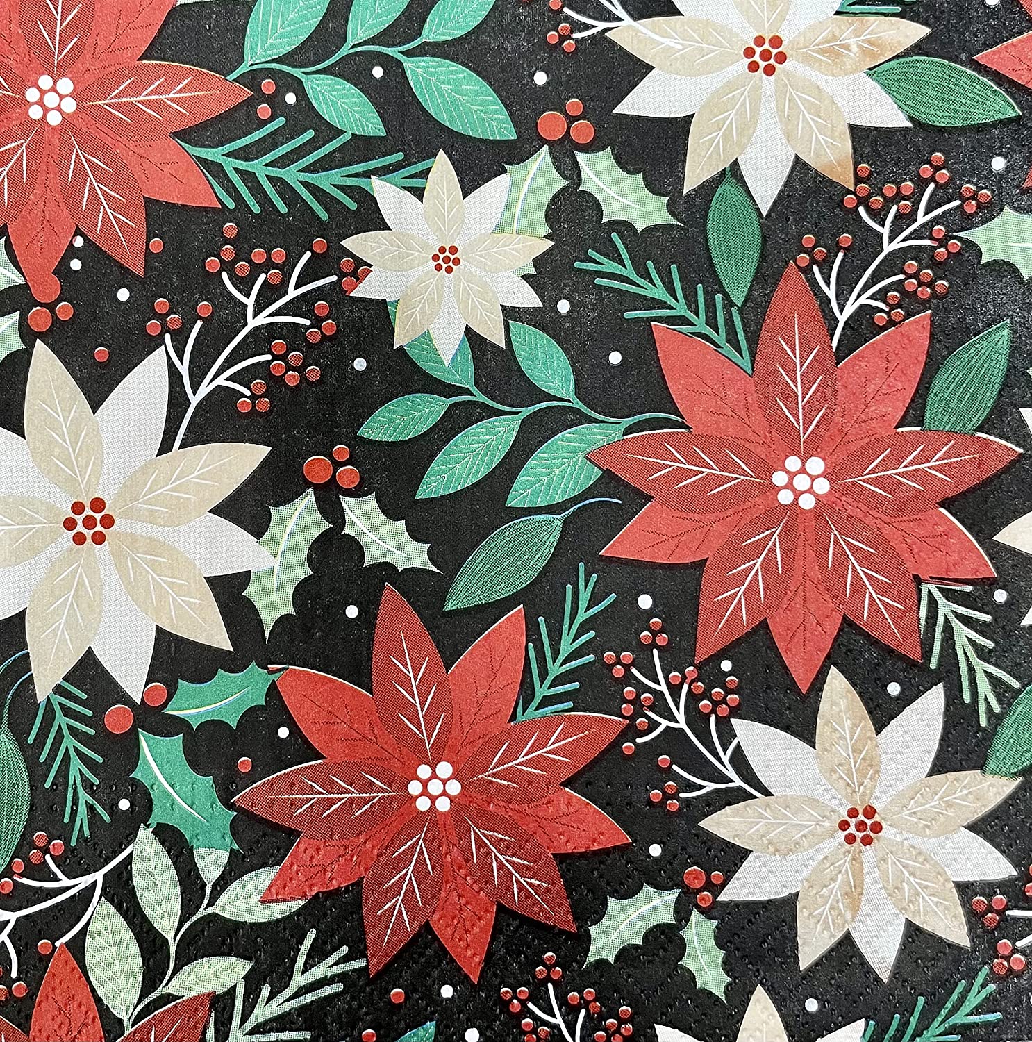 Poinsettia Paper Luncheon Napkins 20 Pack #2154