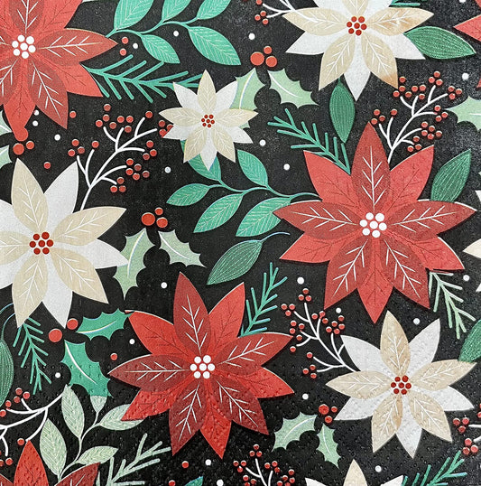 Poinsettia Paper Luncheon Napkins 20 Pack #2154